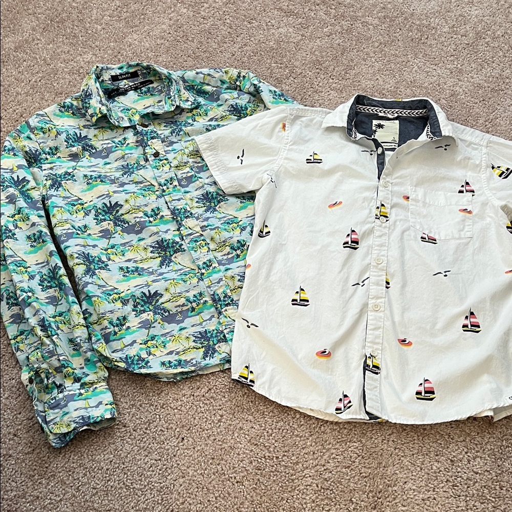 Free Planet Short-Sleeve White Sailboat Print Shirt and long sleeve tropical